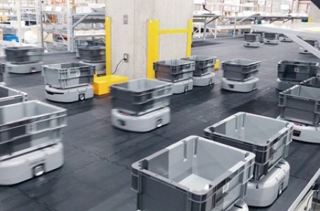 ORBIS, a cosmetics company, operates an automatic shipping system with 330 AGVs