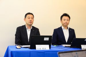 Hiroshi Ujimoto, Senior General Manager of Robotics Business Division H.Q. (left) and Yuki Date, Senior General Manager of Sales & Marketing Division H.Q.