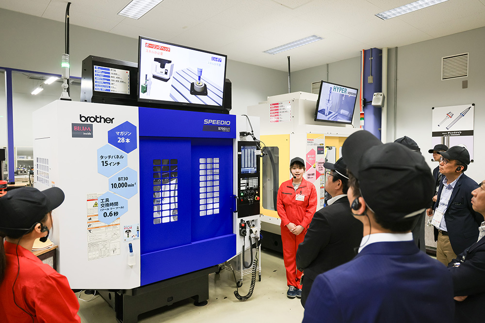 Demonstration machining during the factory tour 