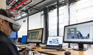 VR goggles used to teach powder coating processes. 