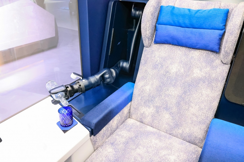 The robotic arm inside the ALICE Cabin can be folded and stored when not in use. 