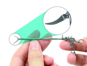 Miniature forceps with fine knurling on the tip, to be displayed at MECT 2025 
