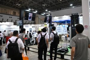 SoftBank Robotics' booth showcasing its full product lineup, including TUSK FL10, highlighting comprehensive solution capabilities 
