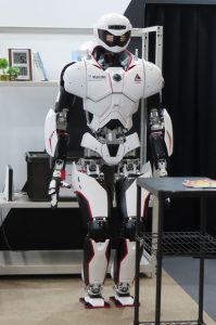 Kawasaki Heavy Industries' humanoid robot Kaleido 9 drew large crowds 